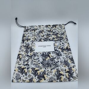 Christian Dior Paris Drawstring Dust Bag Floral Gold Black Authentic Packaging